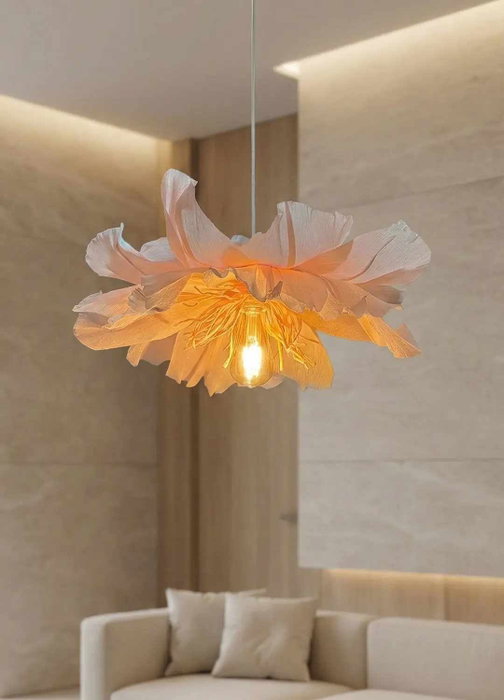 Opviq Lámpara de Araña de Papel Crepé Rosa con Altura Ajustable